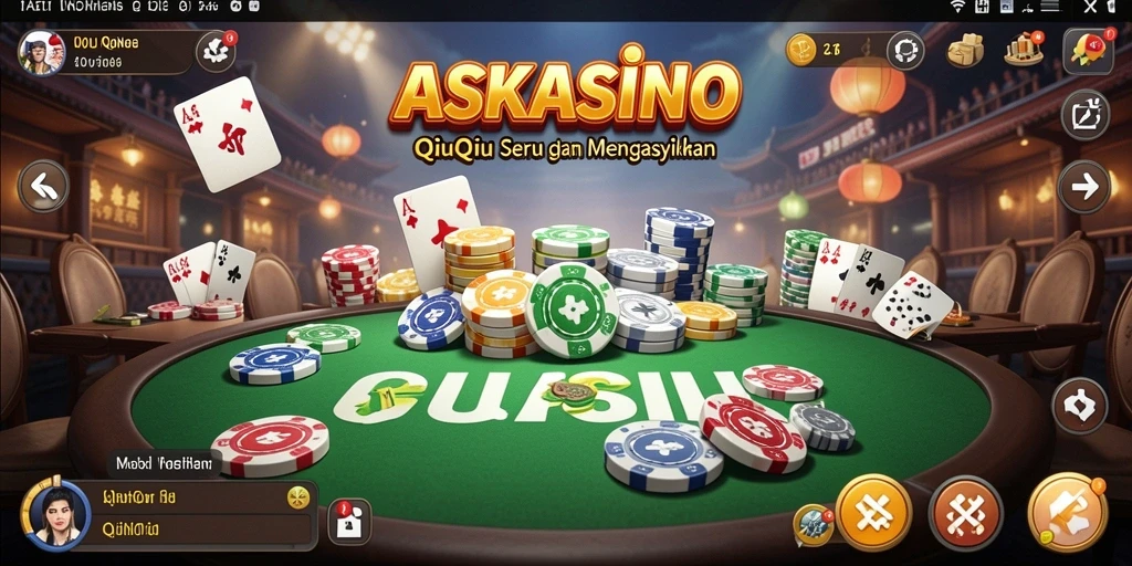 Screenshot utama ASKASINO menampilkan gameplay QiuQiu yang seru.