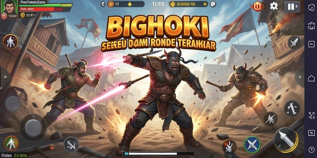 Tampilan gameplay seru BIGHOKI dengan pertempuran intens.