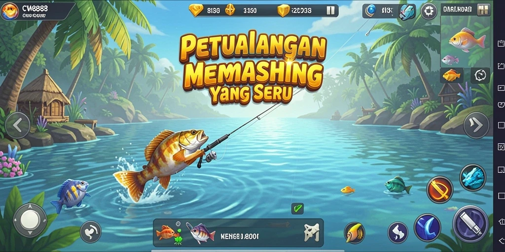 Tampilan grafis memukau dalam gameplay memancing CW8888.