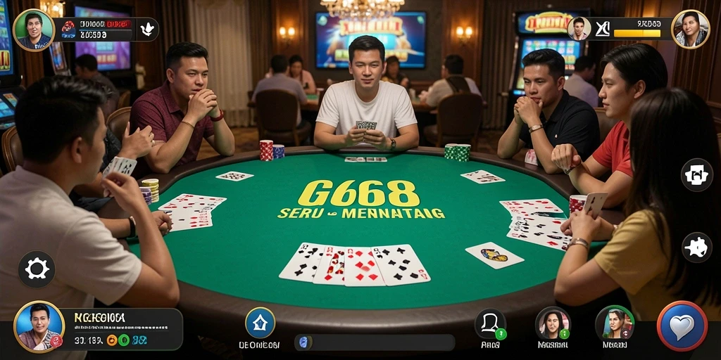Tampilan gameplay menarik dari G668 di meja poker.