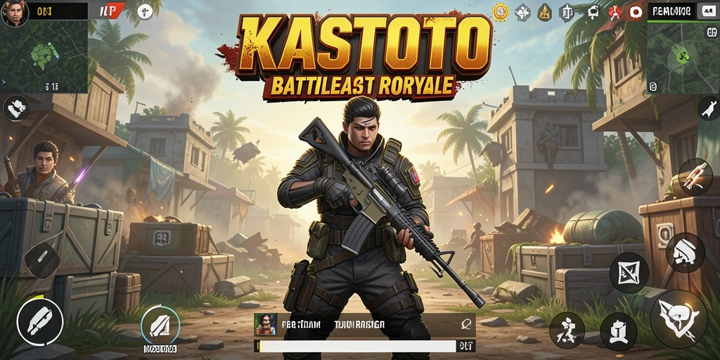 Tampilan dinamis dari gameplay KASTOTO dalam aksi Battle Royale.