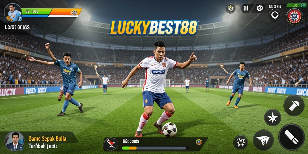 Antarmuka utama LUCKYBEST88 saat pertandingan sepak bola berlangsung.
