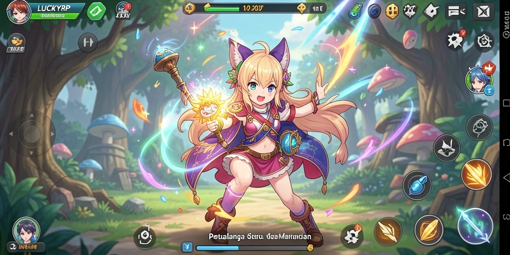 Tampilan menarik dari gameplay <strong>LUCKYRP</strong> dengan karakter anime yang mendebarkan.