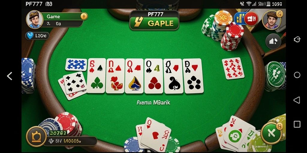 Tampilan snapshot gameplay Gaple PF777 yang seru dan menantang.