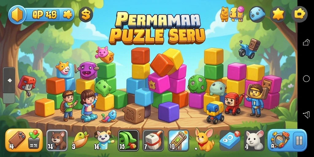 Screenshot gameplay seru dari PP444 yang menunjukkan tantangan puzzle.