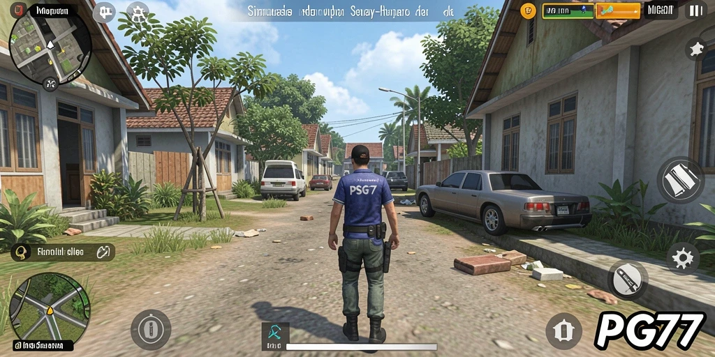 Screenshot utama PSG77 menampilkan gameplay simulasi yang seru dan interaktif.