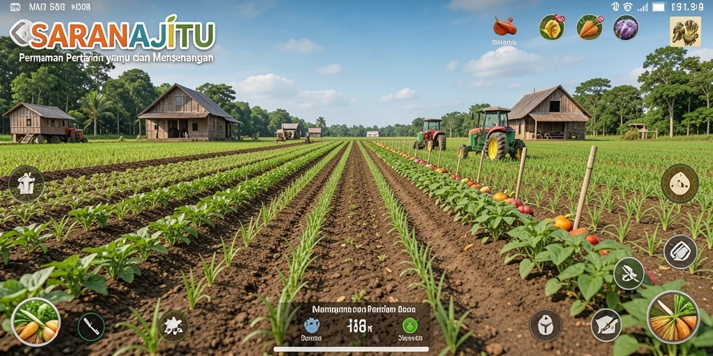 Tampilan menarik gameplay pertanian yang menggambarkan aktivitas berkebun.